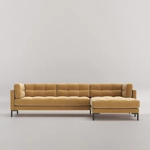 Swoon Landau Velvet Corner Sofa - Right Hand Side - Corner Sofa - Biscuit