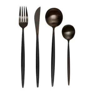 16 Piece Matte Black Stainless Steel Cutlery Set