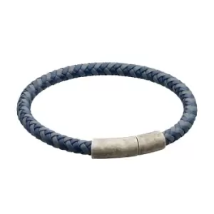 Fred Bennett Two Tone Navy Recycled Leather Woven Bracelet