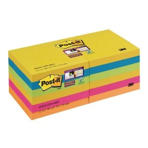 Post it Super Sticky Notes Rio Color Collection 76 x 76mm Pack of 12