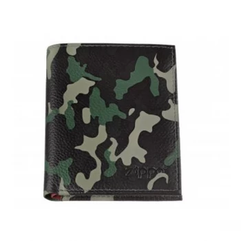 Zippo Green Camouflage Leather Tri-Fold Wallet (8.8 x 10.4 x 1.5cm)