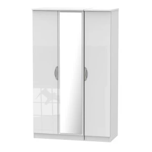 Indices 3 Door Mirror Robe Dresser - White