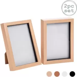 Nicola Spring - 3D Box Photo Frames - A5 (6 x 8') - Light Wood - Pack of 2