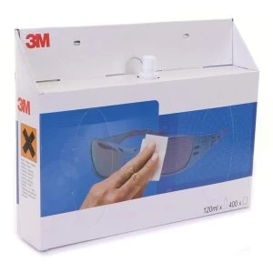 3M Disposable Lens Cleaning Station with 120ml Cleaning Fluid Bottle White