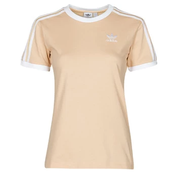 adidas 3 STRIPES TEE womens T shirt in Orange - Sizes UK 6,UK 8,UK 10,UK 12,UK 14,UK 16,UK 18