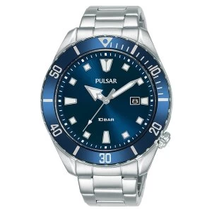 Pulsar PG8303X1 Mens Stainless Steel Bracelet Watch Sports Divers Inspired Blue Dial 100M