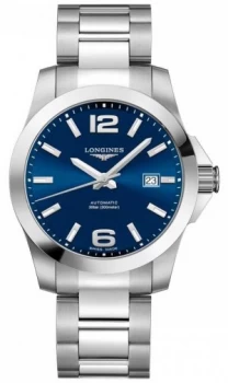 Longines Mens Sport Conquest Blue Dial Stainless Watch