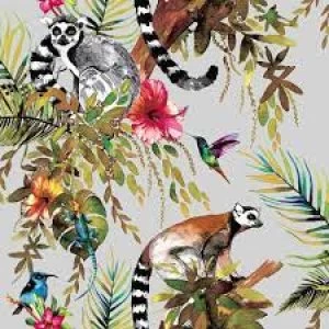 Holden Lemur Silver and Multicolour Wallpaper