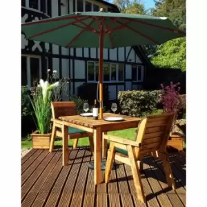 Charles Taylor Two Seater Square Table Set and Parasol, Green