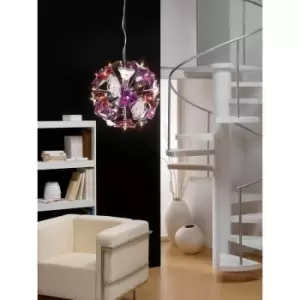 Diyas - Otto 41 pendant light bulb G4 Sphere, polished chrome / frosted glass / multi-color glass