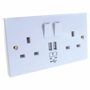Connekt Gear 2 PACK SPECIAL 2 Way UK Power Socket with USB Charging Plate