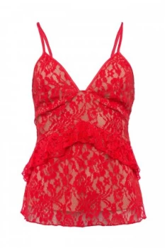 French Connection Delos Lucky Layer Lace Strappy Top Red
