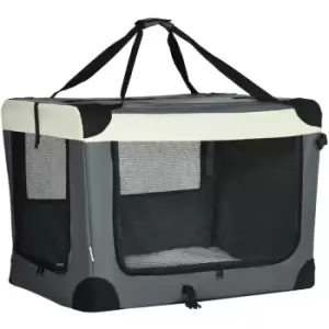 Pawhut - 81cm Foldable Pet Carrier w/ Cushion, for Medium Dogs and Cats - Grey