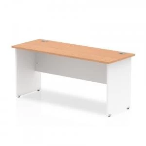 Trexus Desk Rectangle Panel End 1600x600mm Oak Top White Panels Ref