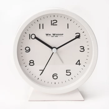 WM WIDDOP Round Alarm Clock with Flat Base - White