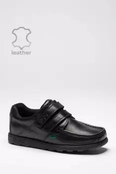 Boys Kickers Fragma Strap Shoes - Black - Size: 3 Youth