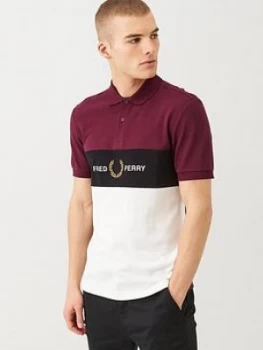 Fred Perry Embroidered Panel Polo Shirt - Port, Size 2XL, Men