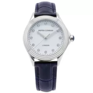 Ladies Jasper Conran London 32mm Watch with a Blue Dial and a Blue Leather strap