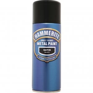 Hammerite Smooth Finish Aerosol Metal Paint Satin Black 400ml