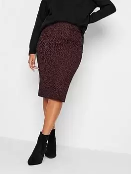 M&Co Animal Jacquard Midi Skirt - Berry, Red, Size 10, Women