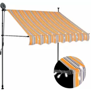 Manual Retractable Awning with LED 150cm Yellow and Blue Vidaxl Multicolour