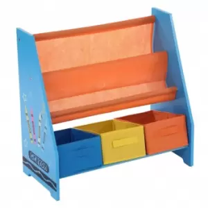 Childrens Wooden Crayon Bookcase Storage Rack