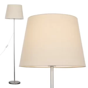 Charlie Brushed Chrome Floor Lamp with Beige Aspen Shade