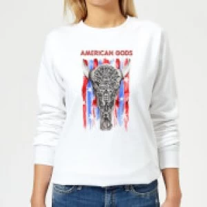 American Gods Skull Flag Womens Sweatshirt - White - XS
