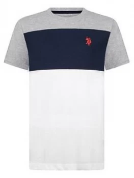 U.S. Polo Assn. Boys Colourblock T-Shirt - Grey Marl, Size 3-4 Years