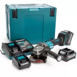 Makita - GA004GD202 40V Max 115mm Angle Grinder with 2 x 2.5Ah Battery Charger & Type 4 Case