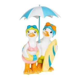Lido Duck Standing Pair With Brolly Ornament