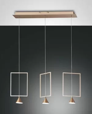 Sirio LED Straight Bar Pendant Ceiling Light Gold Matt Glass