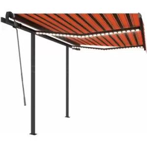 Vidaxl - Manual Retractable Awning with LED 3.5x2.5 m Orange and Brown Multicolour