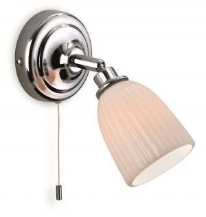1 Light Bathroom Indoor Wall Light (Switched) Chrome, Porcelain Shade IP44, G9