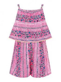 Monsoon Girls Sustainable Ava Playsuit - Pink, Size 9-10 Years, Women