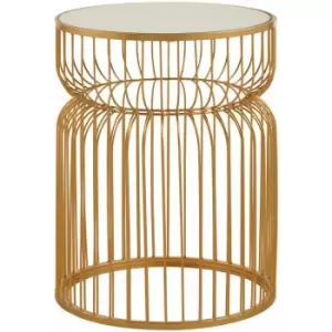 Avantis Gold Metal Wireframe Round Side Table - Premier Housewares