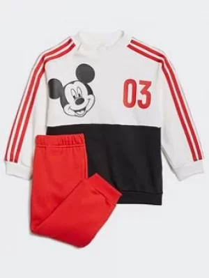 adidas Disney Mickey Mouse Jogger Set, White/Red/Black, Size 3-6 Months