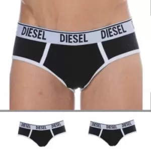 Diesel 2-Pack Contrast Cotton Briefs - Black - Black M