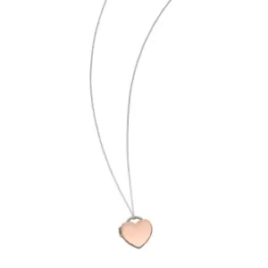 Sterling Silver and Rose Gold Plated Heart Shape Locket With Cubic Zirconia Stones
