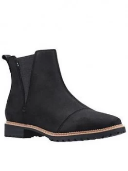 Toms Toms Cleo Leather Ankle Boot, Black, Size 4, Women