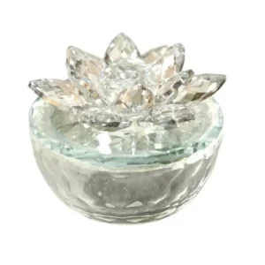 Clear Cut Crystal Flower Trinket Pot