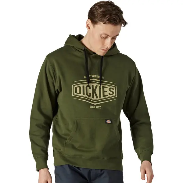 Dickies Mens Rockfield Workwear Cotton Hoodie Sweater XL - Chest 44-46' Olive Green SH3011-OLVGRN-XL