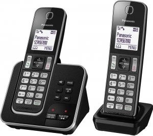 Panasonic KX-TGD322EB Cordless Phone With Answering Machine Twin Handsets
