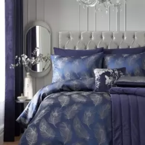 Laurence Llewelyn Bowen Dandy Feathers Woven Jacquard Duvet Cover Set, Navy, King