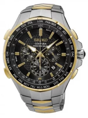 Seiko Mens Coutura Solar Radio Sync Two Tone Bracelet Watch SSG010P9