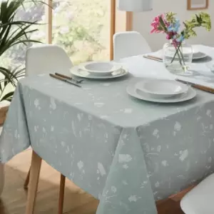 Catherine Lansfield Meadowsweet Floral 100% Cotton Tablecloth, Green, 137 x 229 Cm