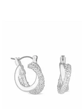 Lipsy Silver Crystal And Polished Hoop Earrings
