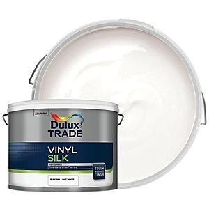 Dulux Trade Vinyl Silk Emulsion Paint - Pure Brilliant White 10L
