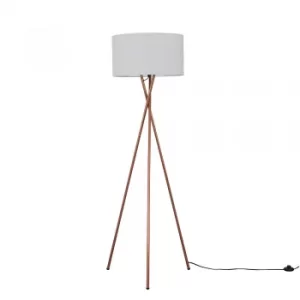 Camden Copper Tripod Floor Lamp with XL Cool Grey Reni Shade