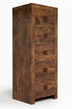 Mango Wood-Effect Tall Cabinet